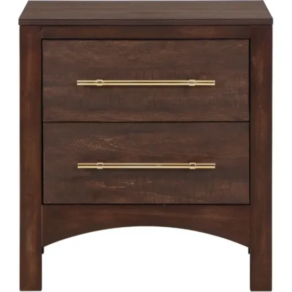Nightstands-Kirkland's Home Walnut 2-Drawer Wood Nightstand Brown
