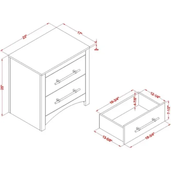 Nightstands-Kirkland's Home Walnut 2-Drawer Wood Nightstand Brown