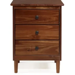 Nightstands-Kirkland's Home Walnut 3-Drawer Wood Nightstand Brown