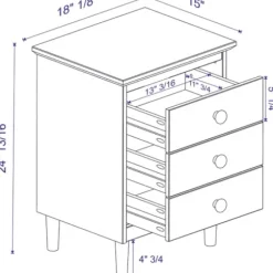 Nightstands-Kirkland's Home Walnut 3-Drawer Wood Nightstand Brown