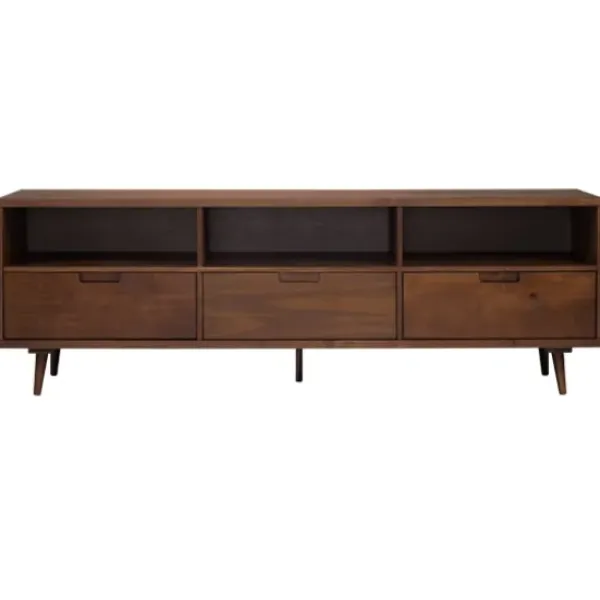 Tv Stands & Media Consoles-Kirkland's Home Walnut 3-Drawer Wood Tv Stand Brown