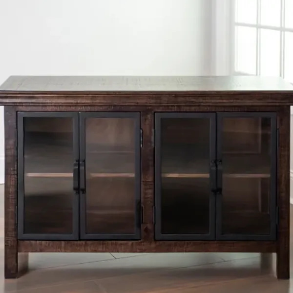 Cabinets & Sideboards-Kirkland's Home Walnut Henry Cabinet With Glass Doors Brown