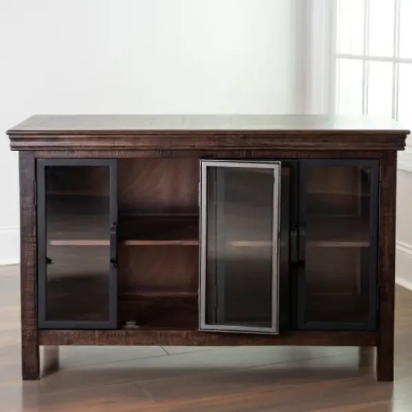 Cabinets & Sideboards-Kirkland's Home Walnut Henry Cabinet With Glass Doors Brown