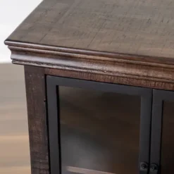 Cabinets & Sideboards-Kirkland's Home Walnut Henry Cabinet With Glass Doors Brown