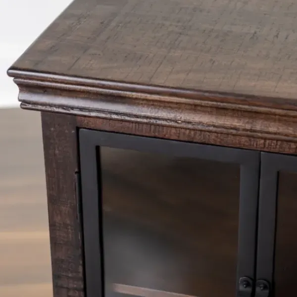 Cabinets & Sideboards-Kirkland's Home Walnut Henry Cabinet With Glass Doors Brown