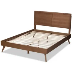 Beds & Headboards-Kirkland's Home Walnut Inset Paneling Platform King Bed Brown