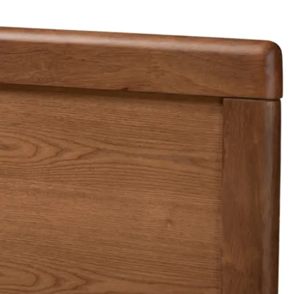 Beds & Headboards-Kirkland's Home Walnut Inset Paneling Platform King Bed Brown
