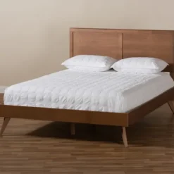 Beds & Headboards-Kirkland's Home Walnut Inset Paneling Platform King Bed Brown
