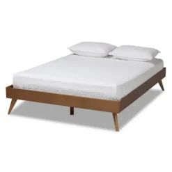 Beds & Headboards-Kirkland's Home Walnut Low Angled Leg King Bed Frame Brown