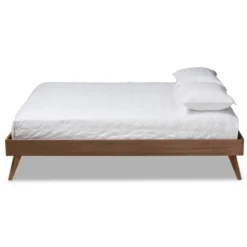 Beds & Headboards-Kirkland's Home Walnut Low Angled Leg King Bed Frame Brown