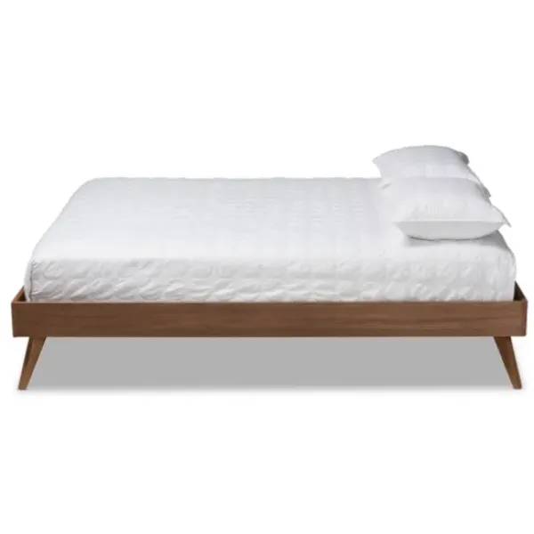 Beds & Headboards-Kirkland's Home Walnut Low Angled Leg King Bed Frame Brown