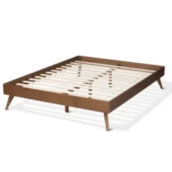 Beds & Headboards-Kirkland's Home Walnut Low Angled Leg King Bed Frame Brown