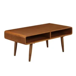 Coffee Tables-Kirkland's Home Walnut Mid-Century Modern Solid Wood Coffee Table Brown