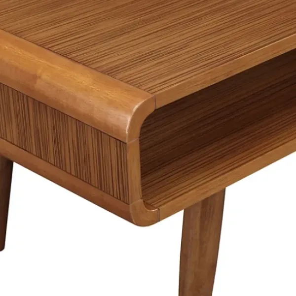 Coffee Tables-Kirkland's Home Walnut Mid-Century Modern Solid Wood Coffee Table Brown