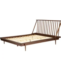Beds & Headboards-Kirkland's Home Walnut Mid-Century Modern Queen Bed Frame Brown