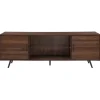 Tv Stands & Media Consoles-Kirkland's Home Walnut Mid-Century Modern Glass Shelf Tv Stand Brown