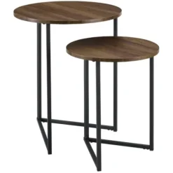 Accent & End Tables-Kirkland's Home Walnut Nesting V-Leg Accent Tables, Set Of 2 Brown