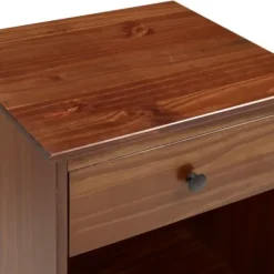 Nightstands-Kirkland's Home Walnut One-Drawer Wood Nightstand Brown