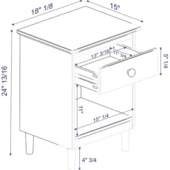 Nightstands-Kirkland's Home Walnut One-Drawer Wood Nightstand Brown