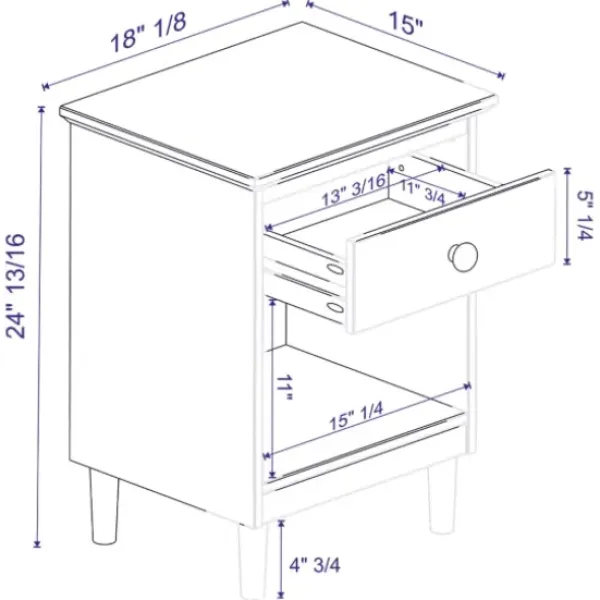 Nightstands-Kirkland's Home Walnut One-Drawer Wood Nightstand Brown