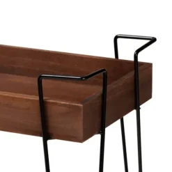 Kitchen Islands & Bar Carts-Kirkland's Home Walnut Paulownia 2-Tier Tray Bar Cart