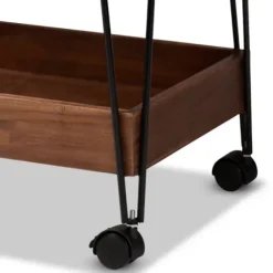 Kitchen Islands & Bar Carts-Kirkland's Home Walnut Paulownia 2-Tier Tray Bar Cart