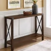 Console Tables-Kirkland's Home Walnut Rustic Farmhouse X-Frame Console Table Brown