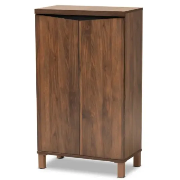 Entryway Furniture-Kirkland's Home Walnut Slim Shoe Storage Cabinet Brown