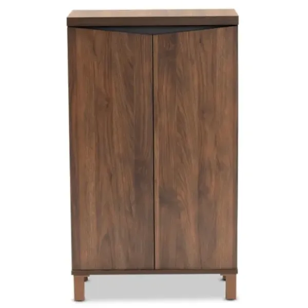 Entryway Furniture-Kirkland's Home Walnut Slim Shoe Storage Cabinet Brown