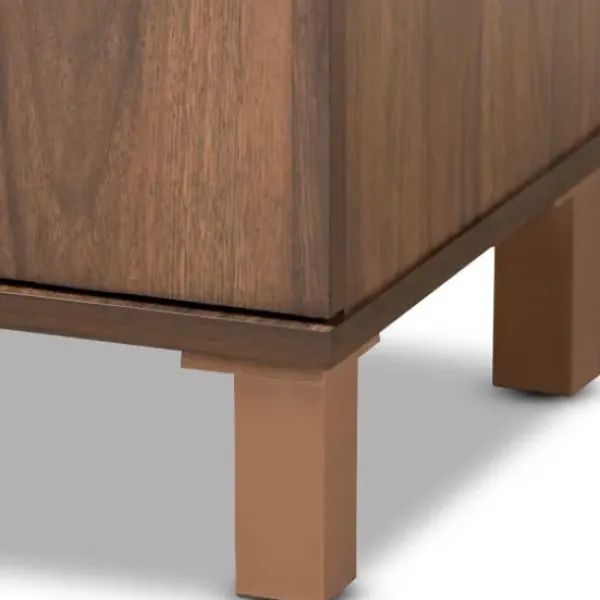 Entryway Furniture-Kirkland's Home Walnut Slim Shoe Storage Cabinet Brown