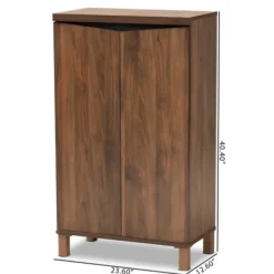 Entryway Furniture-Kirkland's Home Walnut Slim Shoe Storage Cabinet Brown