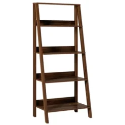 Bookshelves-Kirkland's Home Walnut 4-Tier Ladder Bookshelf Brown