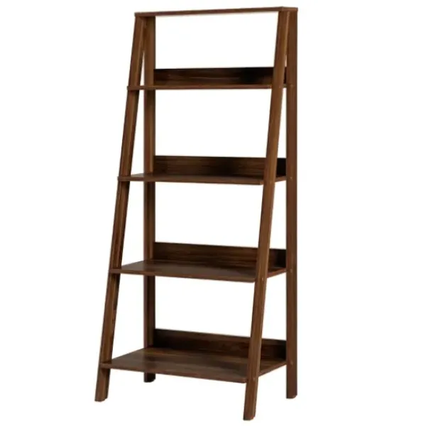 Bookshelves-Kirkland's Home Walnut 4-Tier Ladder Bookshelf Brown