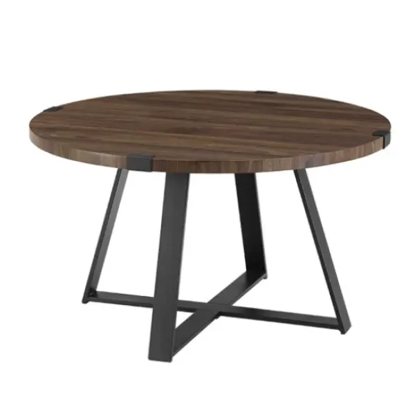 Coffee Tables-Kirkland's Home Walnut Urban Rustic Round Coffee Table Brown