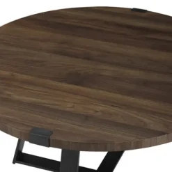 Coffee Tables-Kirkland's Home Walnut Urban Rustic Round Coffee Table Brown