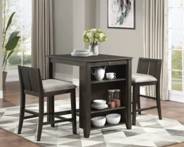 Dining Sets-Kirkland's Home Walnut Usb Counter Table And Stools, Set Of 3 Brown