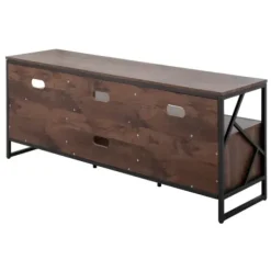 Tv Stands & Media Consoles-Kirkland's Home Walnut Wood And Black Steel Media Stand Brown