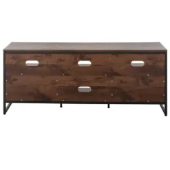 Tv Stands & Media Consoles-Kirkland's Home Walnut Wood And Black Steel Media Stand Brown