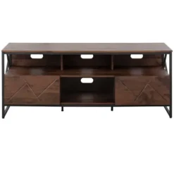 Tv Stands & Media Consoles-Kirkland's Home Walnut Wood And Black Steel Media Stand Brown