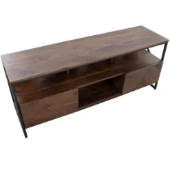 Tv Stands & Media Consoles-Kirkland's Home Walnut Wood And Black Steel Media Stand Brown