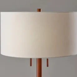 Floor Lamps-Kirkland's Home Walnut Wood And Silver Floor Lamp, 66 In. White