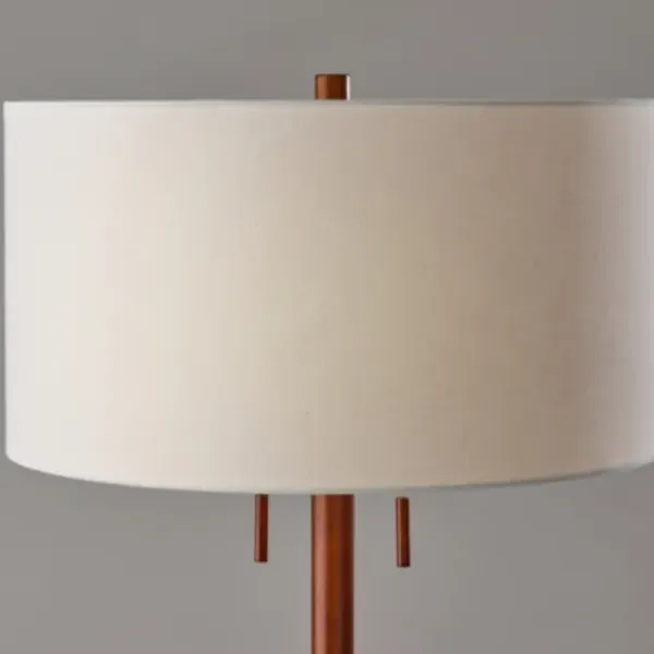 Floor Lamps-Kirkland's Home Walnut Wood And Silver Floor Lamp, 66 In. White