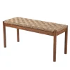 Benches & Ottomans-Kirkland's Home Walnut Wood And Woven Seagrass Bench Tan/Brown