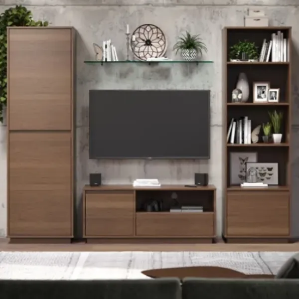 Bookshelves-Kirkland's Home Walnut Wood 2-Door Modern Bookshelf