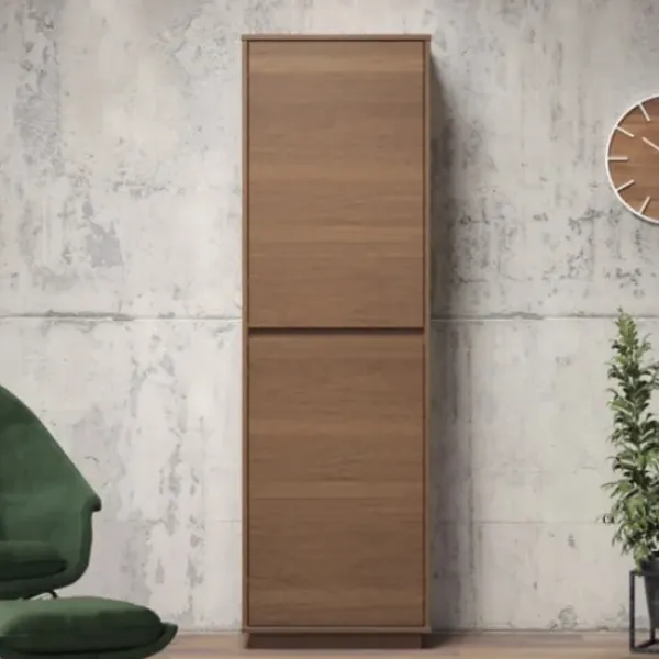 Bookshelves-Kirkland's Home Walnut Wood 2-Door Modern Bookshelf