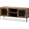 Tv Stands & Media Consoles-Kirkland's Home Walnut Wood 2-Door Tv Stand Brown