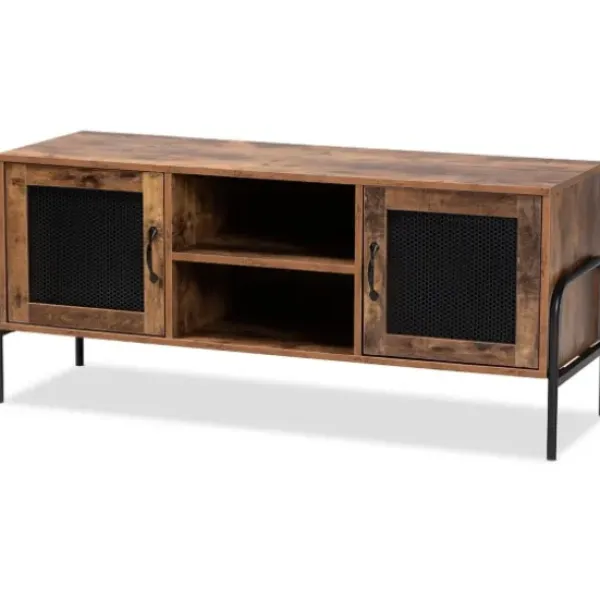 Tv Stands & Media Consoles-Kirkland's Home Walnut Wood 2-Door Tv Stand Brown