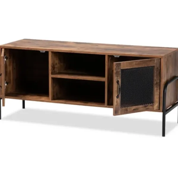 Tv Stands & Media Consoles-Kirkland's Home Walnut Wood 2-Door Tv Stand Brown