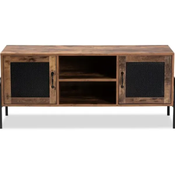 Tv Stands & Media Consoles-Kirkland's Home Walnut Wood 2-Door Tv Stand Brown