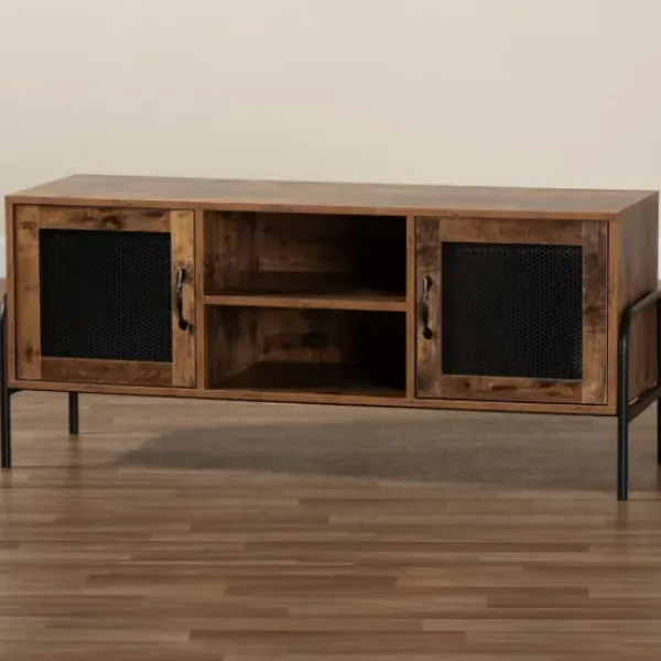 Tv Stands & Media Consoles-Kirkland's Home Walnut Wood 2-Door Tv Stand Brown